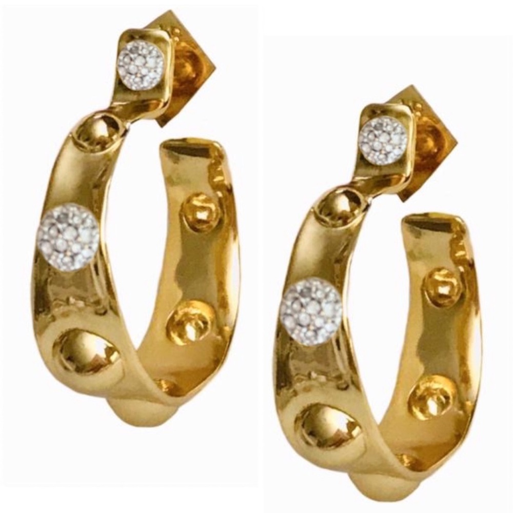 ALEXIS BITTAR • Gold Encrusted Molten Studded Hoop Earrings
